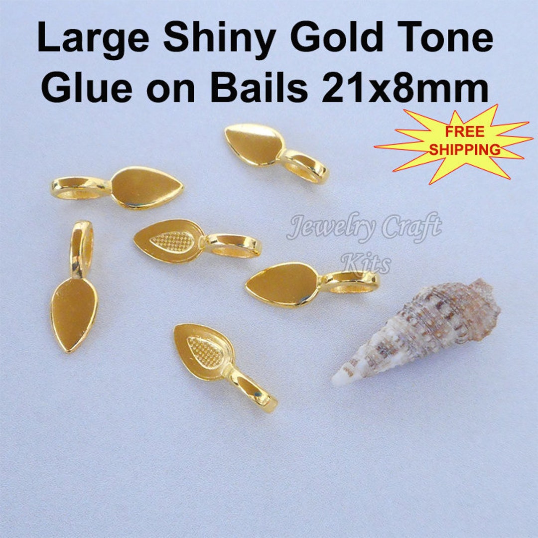 Glue on Bail, 21x8mm Gold Tone Glue on Jewelry Bail for Pendant