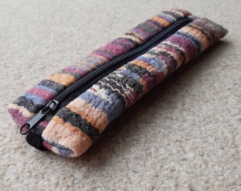 Sketchbook zipped pencil case - nuno felted silk and merino