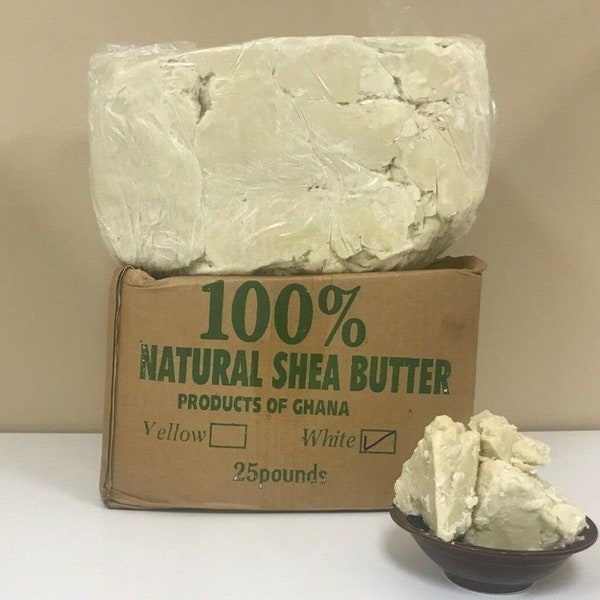 Raw African SHEA BUTTER Unrefined Organic White/Ivory 100% Pure Premium Quality Shea Butter Bulk Wholesale - Choose Size 2 Oz. to 50 Lbs.