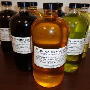 100% PURE CARRIER OILS In Glass Bottle Jojoba - Black Seed - Argan - Avocado Many More Choose Type And Size