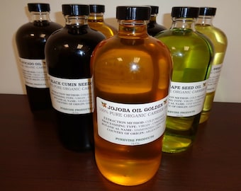 100% PURE CARRIER OILS In Glass Bottle Jojoba - Black Seed - Argan - Avocado Many More Choose Type And Size