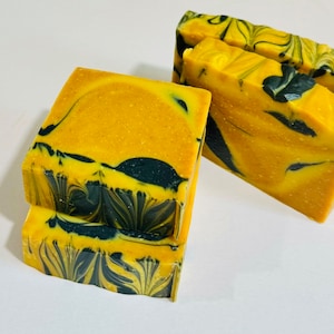 Unscented Vegan Turmeric Charcoal Soap, Red Palm & Oat, Unscented Detox Bar