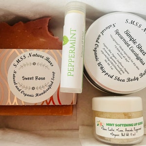 Spa Box, Natural Set, Soap Sample Box, Self Care Box, Homemade Set, Lip Balm Set, Lip Scrub Set, Bulk Soap Mom, Sample Set for Wife, Sample