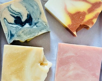 4 Naked Soaps, Gift for Her, Gift for Women, 4 Soaps, Unwrapped, Bulk Soap, Acne Soap, Handmade Soap, Self Care Gift, Soap Gift Box, Soaps