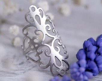 Silver OrnamentAl Ring, Floral