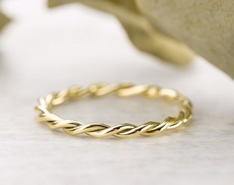 Ring 'Gold Double' Goldring, 333, 585, 750, Kordelring, Promisering, Verlobungsring, Beisteckring, Gelbgold, Stapelring, zierlich, dünn