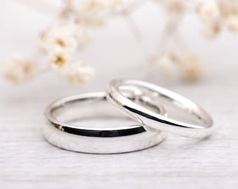 Wedding rings 'Specular', wedding rings, partner rings, engagement ring, silver rings, boho, vintage, minimal, polished, friendship rings, silver