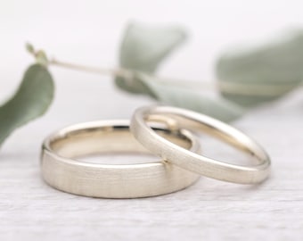 Wedding rings 'Golden Whitegold Mellow' 333 wedding rings, partner rings, engagement rings, gold rings, boho, minimal, white gold, gold, jewelry design