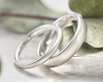 Wedding Rings 'Arching', Wedding rings, Partner Rings, Engagement Rings, Silver Rings, Vintage, Minimal, Matted, Friendship Rings, Jewelry