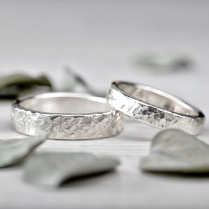 Wedding rings 'Crinkle', wedding rings, partner rings, engagement ring, silver rings, hammered, hammer structure, hammered, boho, vintage, minimal