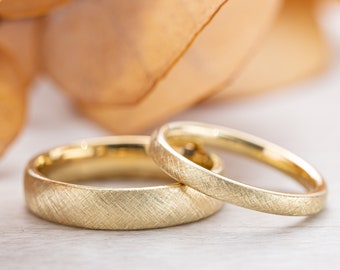 Wedding rings 'Gold Weave', wedding rings, partner rings, engagement ring, gold rings, boho, vintage, minimal, matted, friendship rings, yellow gold