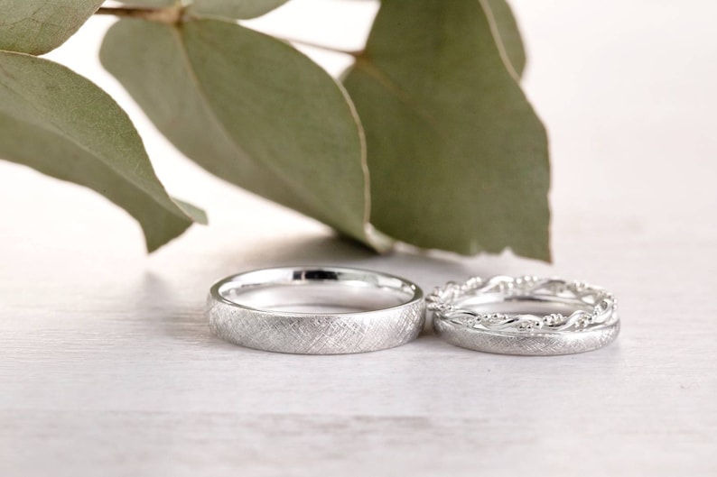 Wedding rings Weave, wedding rings, engagement ring, silver rings, friendship rings, partner rings, frosted, special, jewelry design image 3