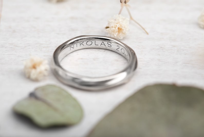 Engraving additional option for wedding rings, engraving inside the ring, block letters image 2