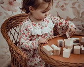 Wicker set of kids furniture,table and chair boho style vintage
