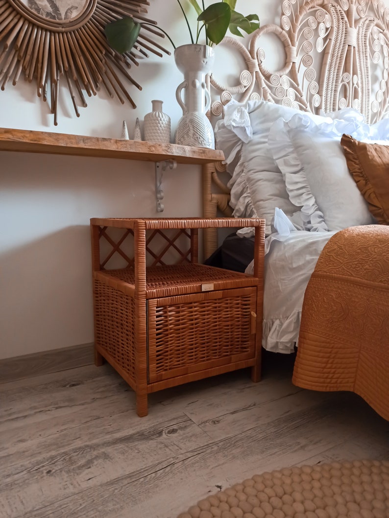 Wicker bedside table bedside cupboard rattan rattan Etsy