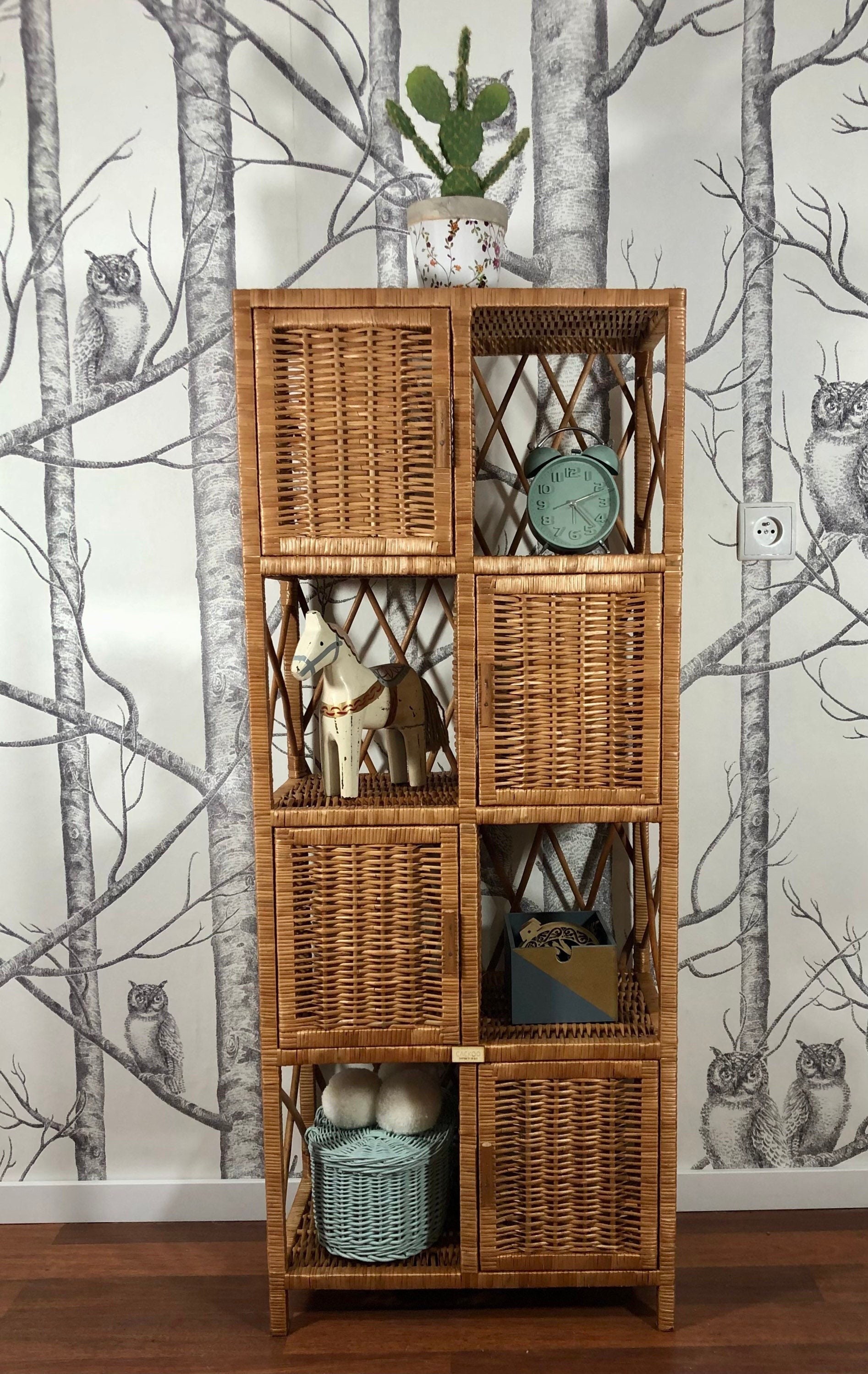 Wicker Bookcase Original Design Etsy