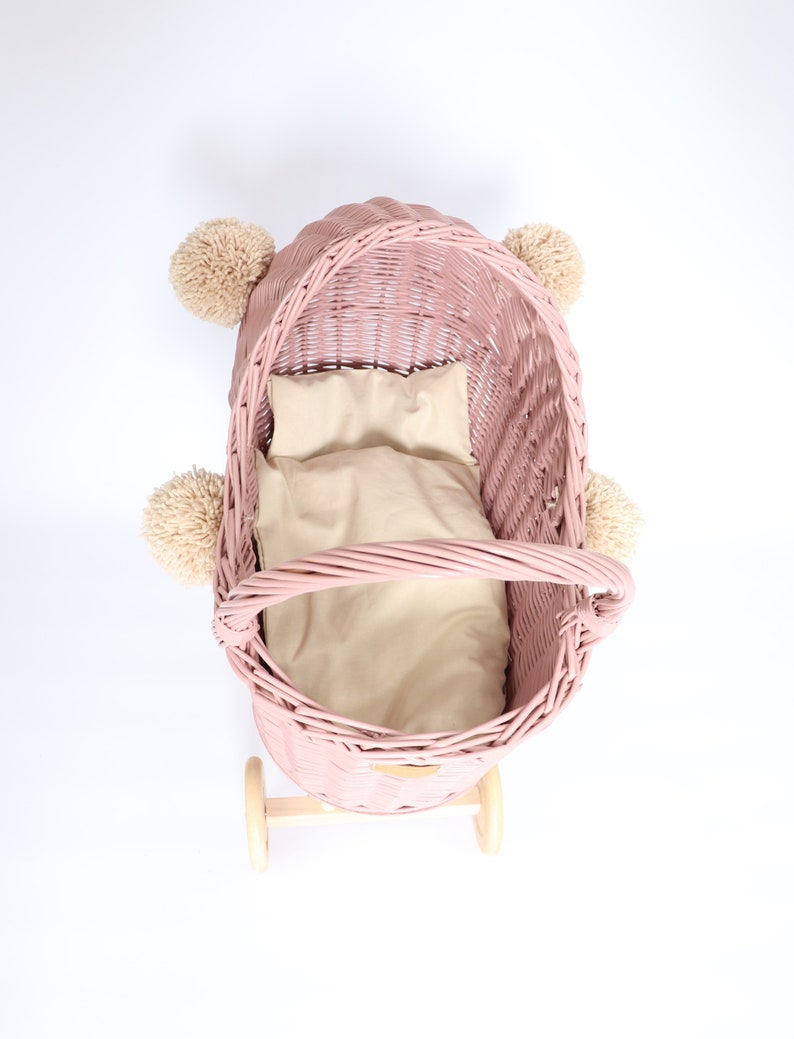 Handmade Wicker Pram For Dolls With Cotton Bedding Sheets And Etsy