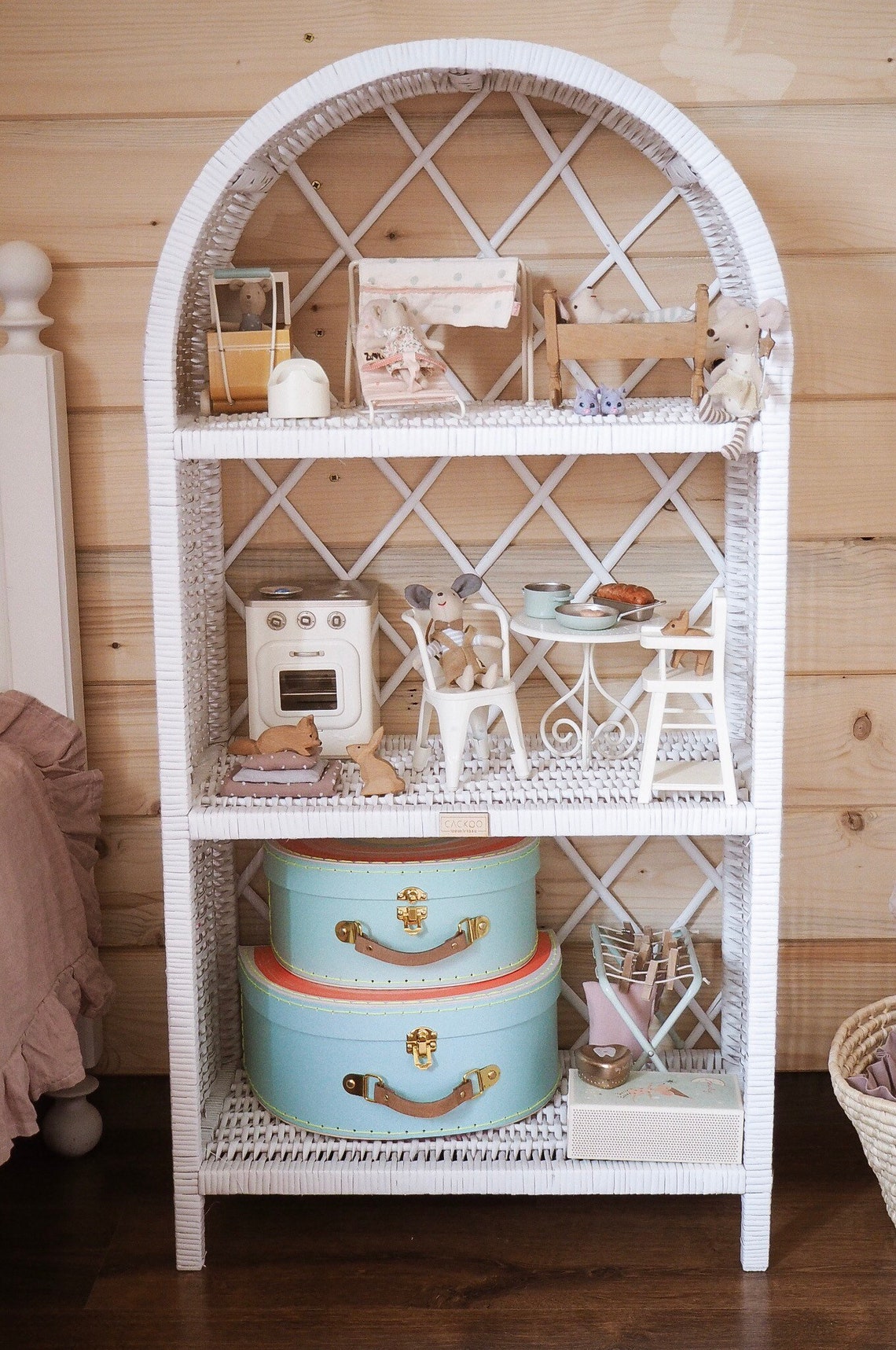 Wicker bookcase white wicker shelf rattan shelf rattan Etsy