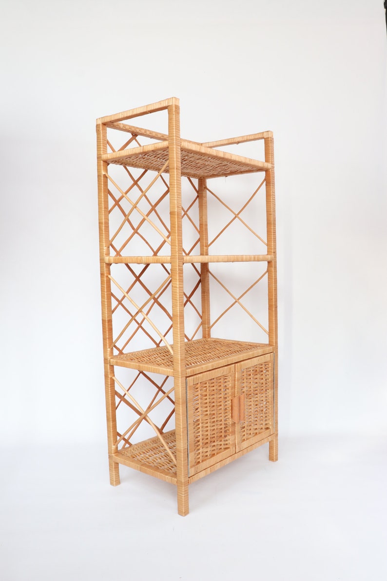 Wicker Bookcase Wicker Shelf Rattan Bookcase Rattan Shelf Etsy