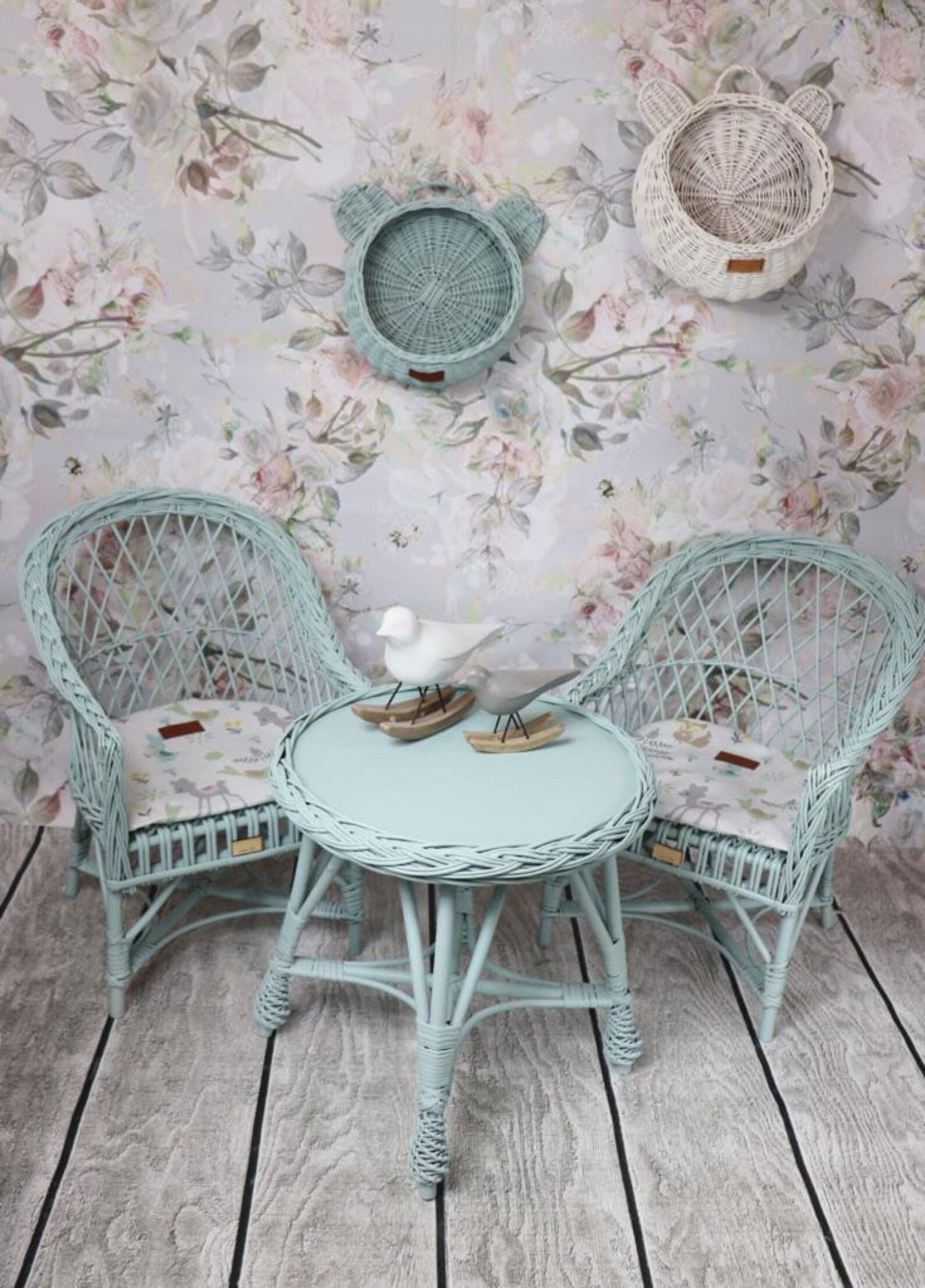 Table and chairs for kids wicker furniture rattan Etsy