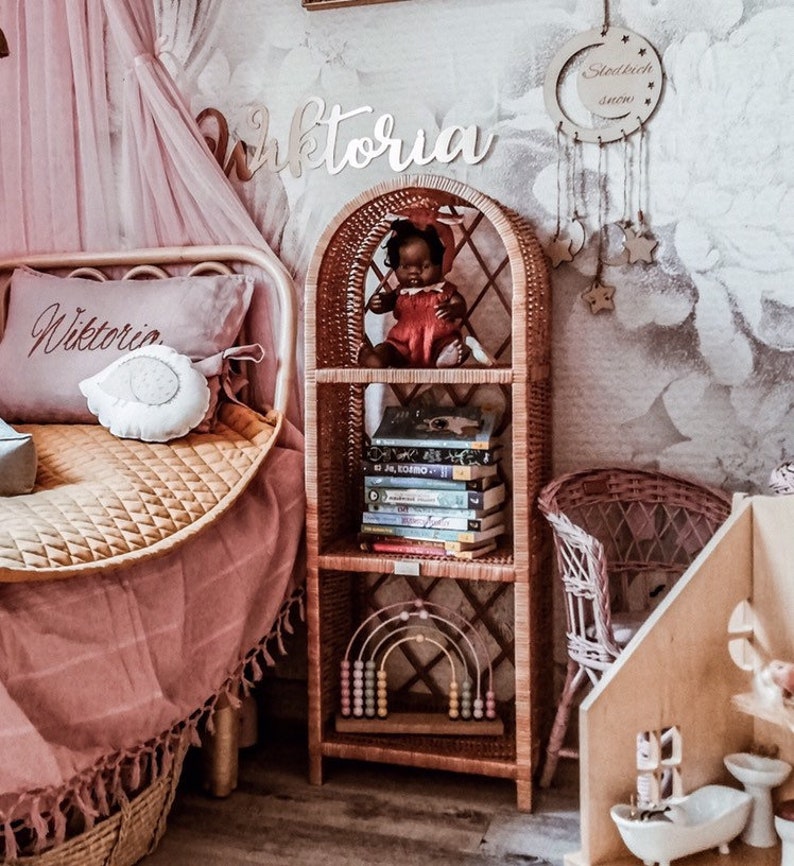 Wicker shelf vintage boho style Etsy