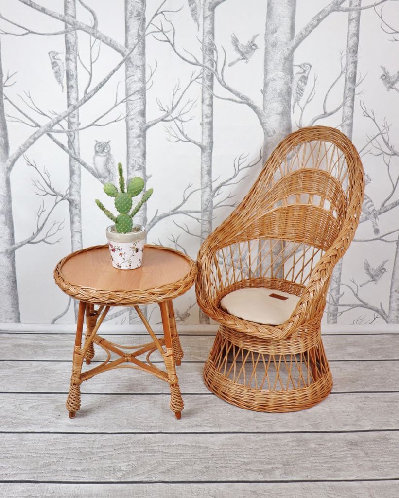 Rattan Kids Furniture Set Wicker Armchair and Table | Etsy
