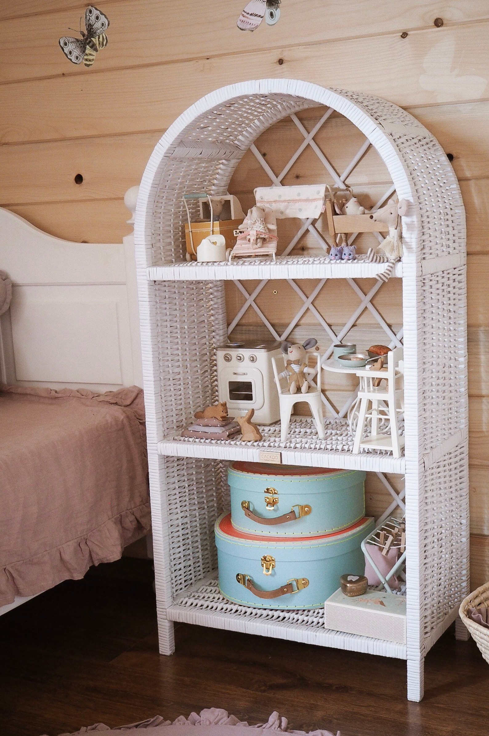 Wicker bookcase white wicker shelf rattan shelf rattan Etsy