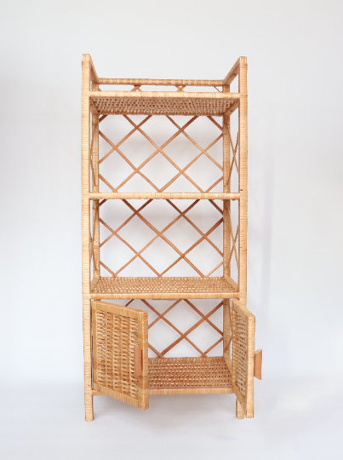 Wicker Children's Bookshelf 3Shelf Storage Toddler Etsy