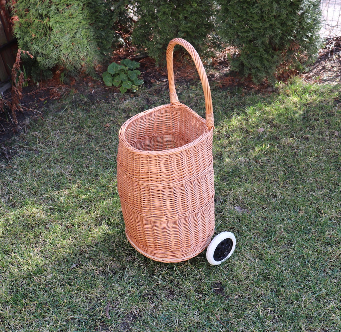 Wicker shopping trolley wicker shopping cart willow shoping Etsy