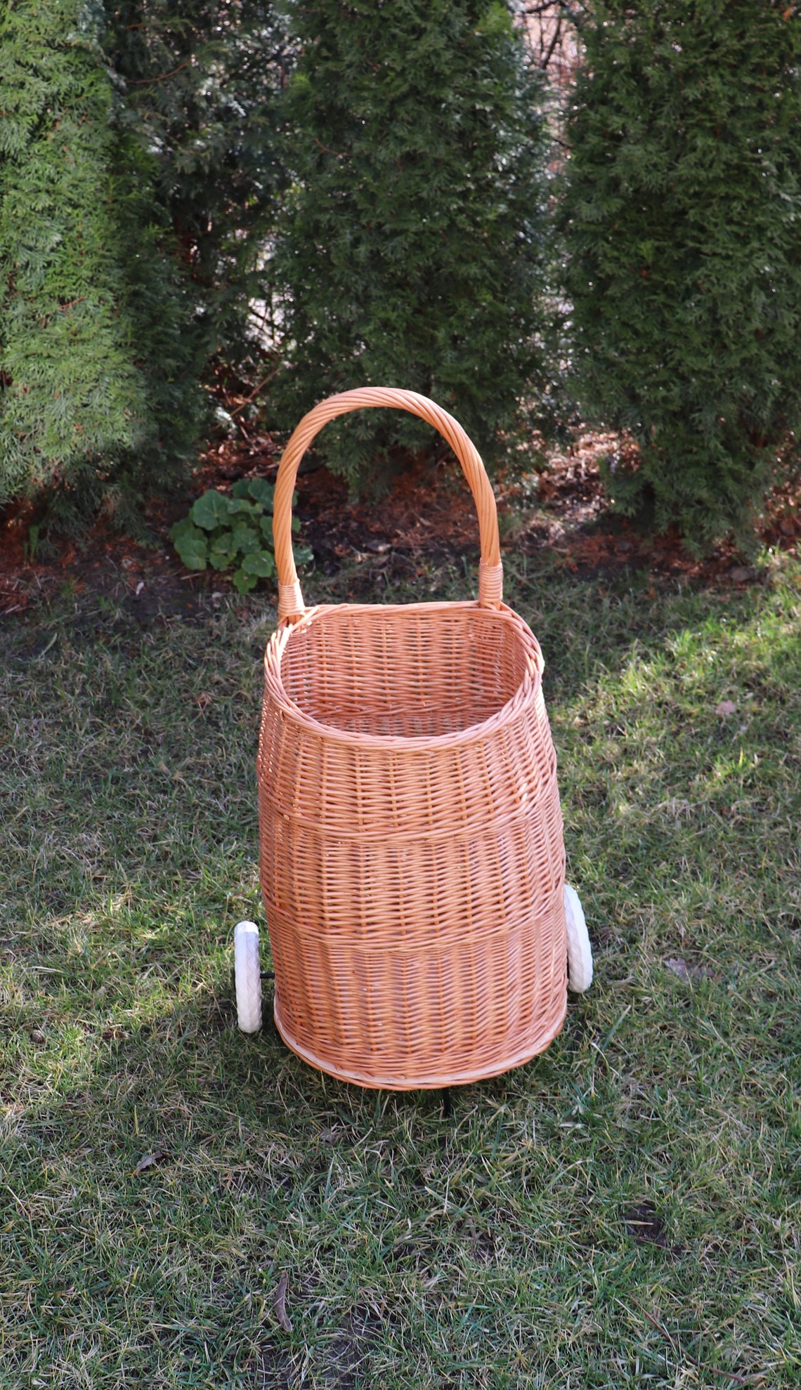 Wicker Shopping Trolley Wicker Shopping Cart Willow Shoping Etsy