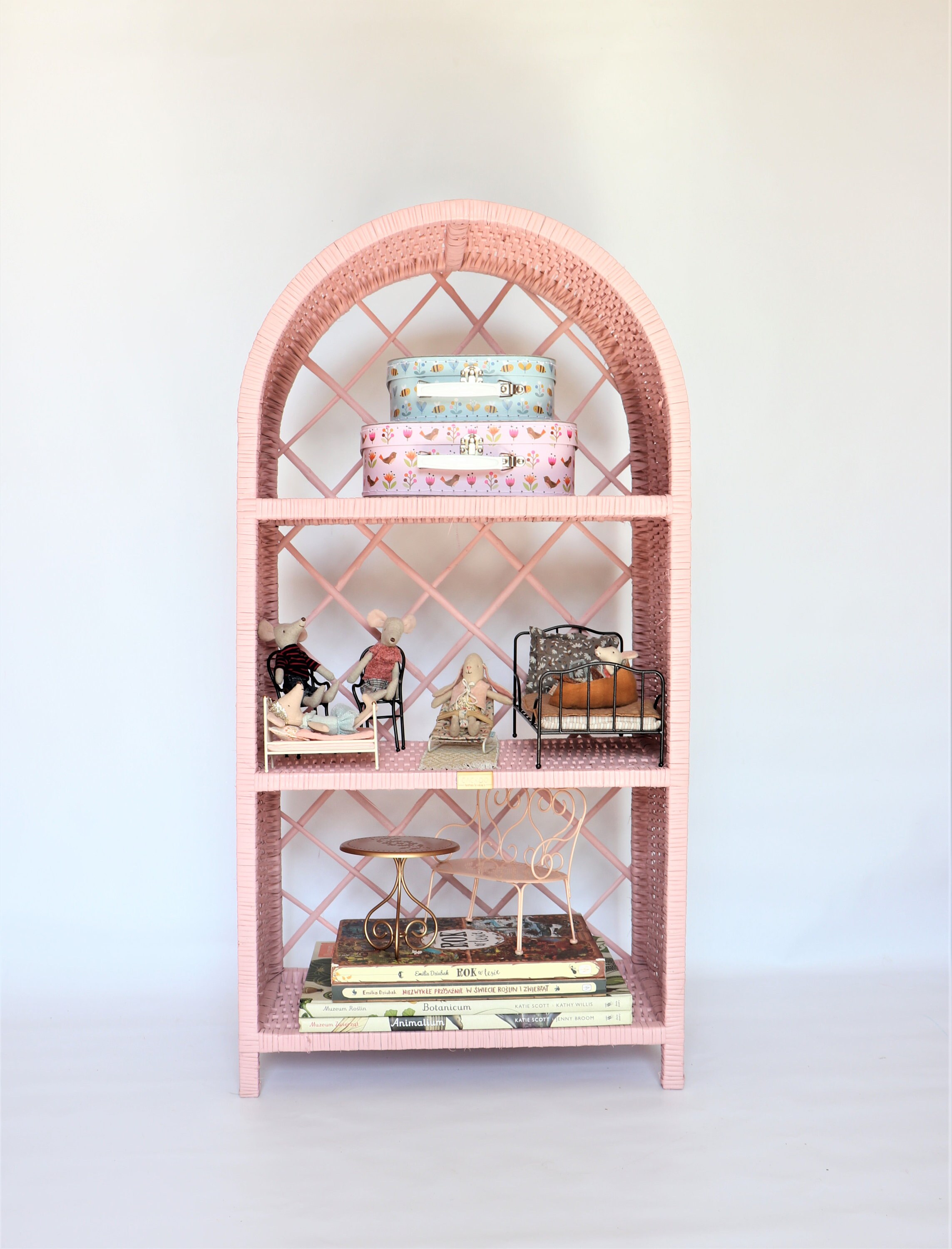 Wicker Handmade Round Top Shelf Pink Etsy