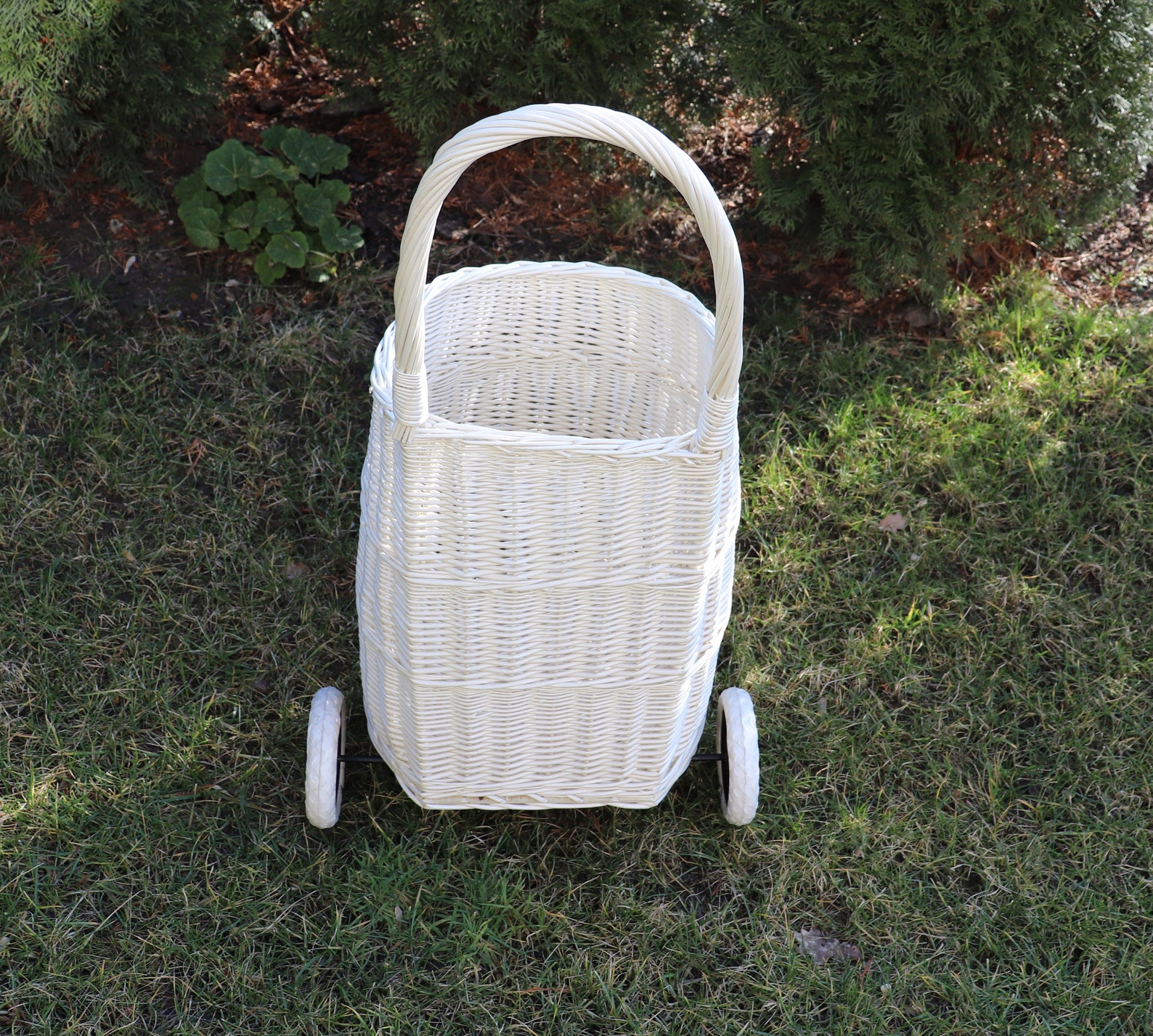 Wicker White Shopping Trolley Shopping Basket Wicker Etsy