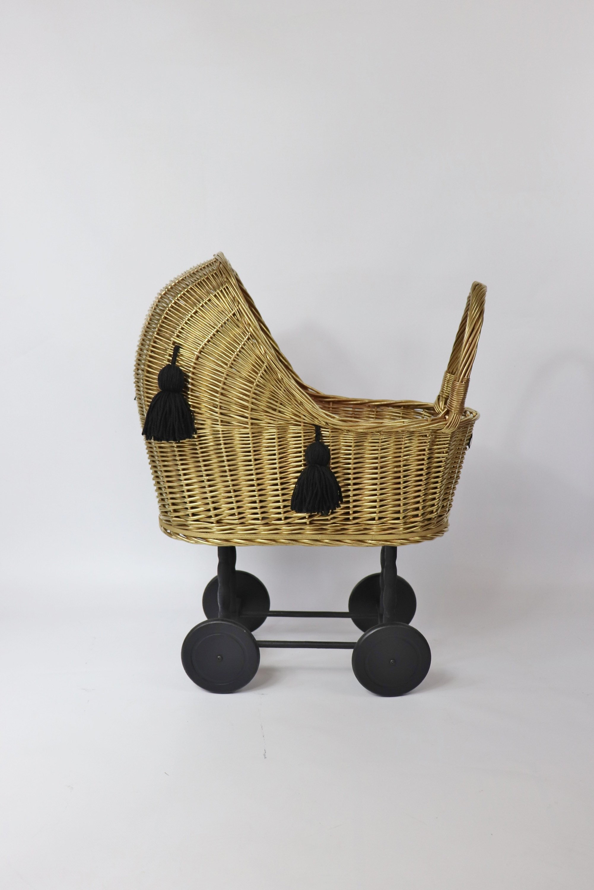 Gold dolls pram glamour pram for stylish girls wicker dolls Etsy