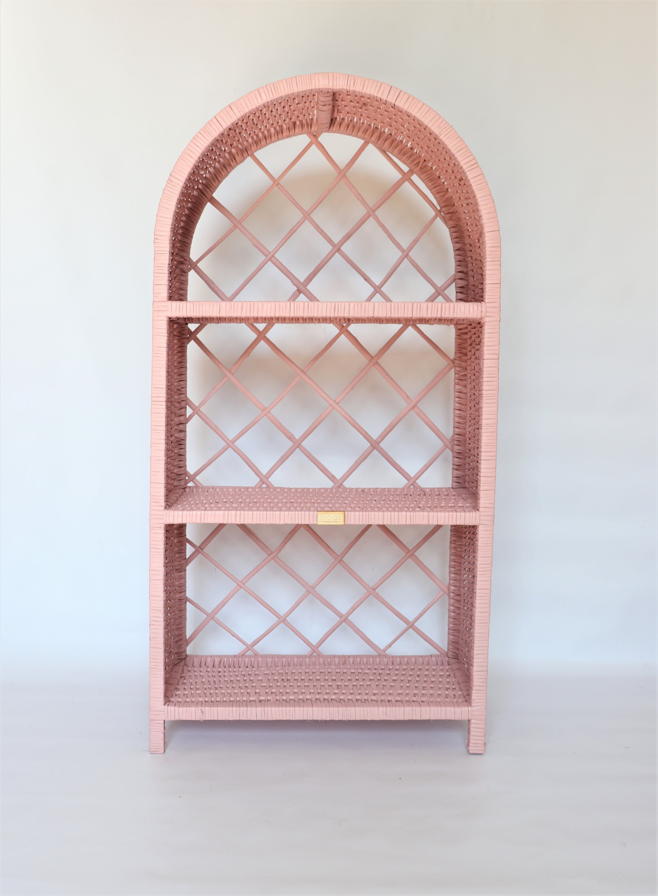 Wicker Handmade Round Top Shelf Pink Etsy