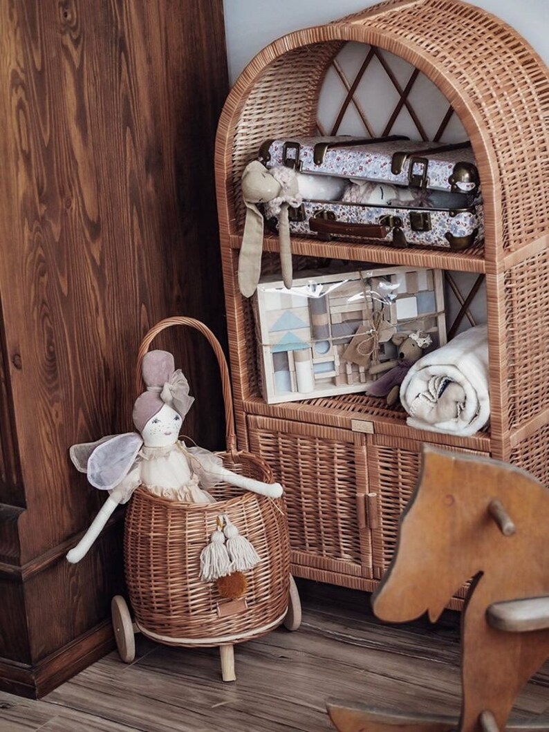 Wicker shelf boho style handmade in Poland Etsy