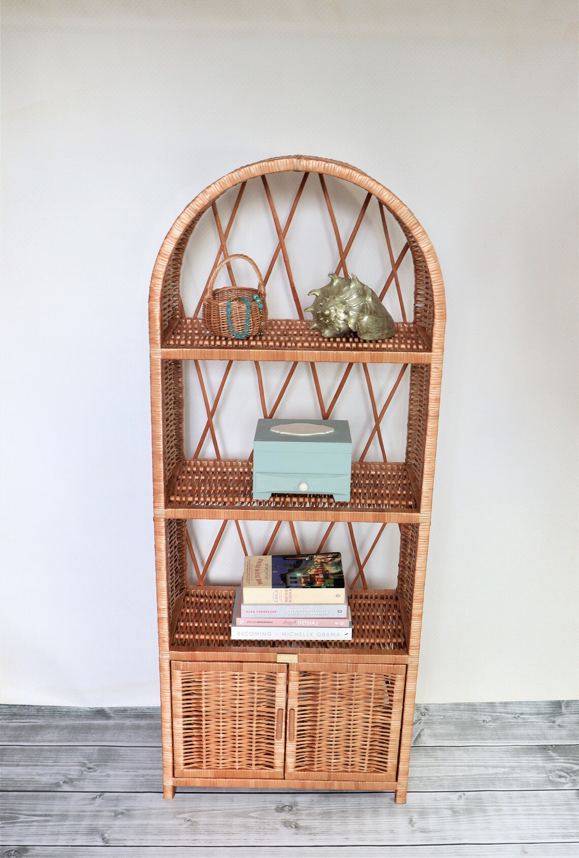 Wicker bookcase 124 cm Etsy