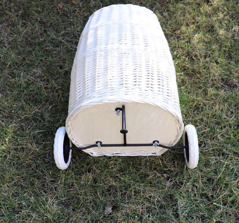 Wicker White Shopping Trolley Shopping Basket Wicker Etsy