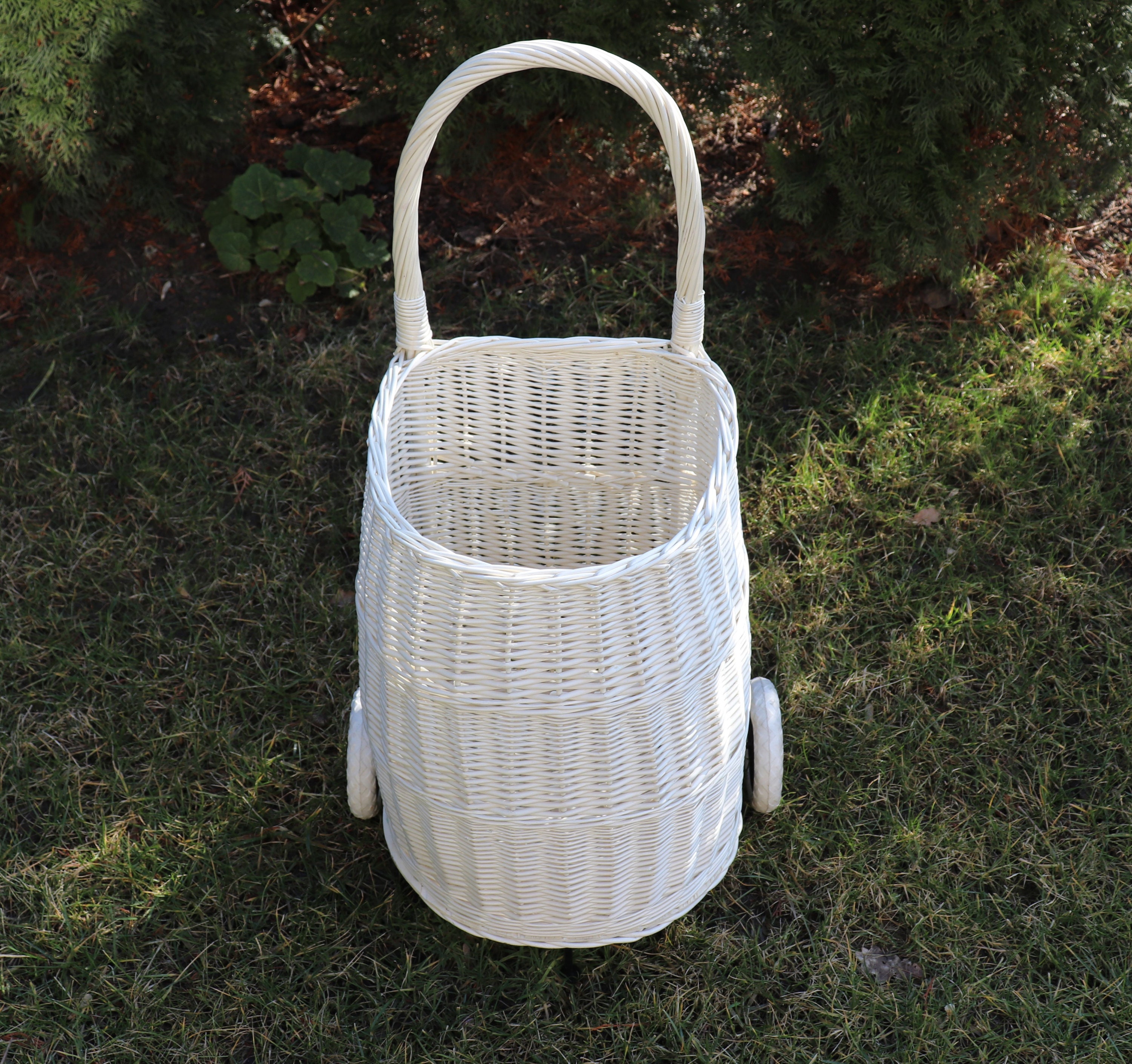 Wicker White Shopping Trolley Shopping Basket Wicker Etsy