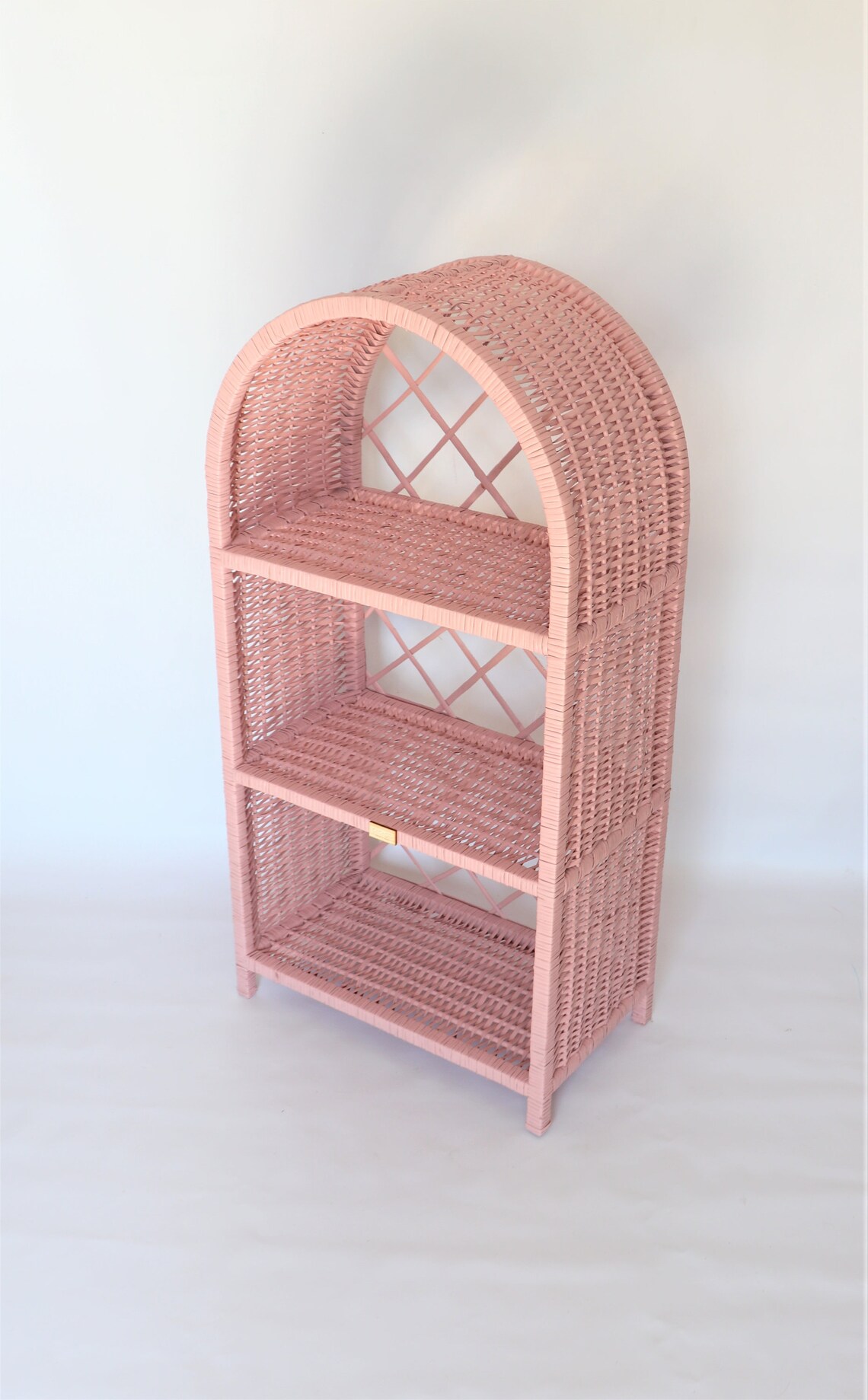Wicker Handmade Round Top Shelf Pink Etsy