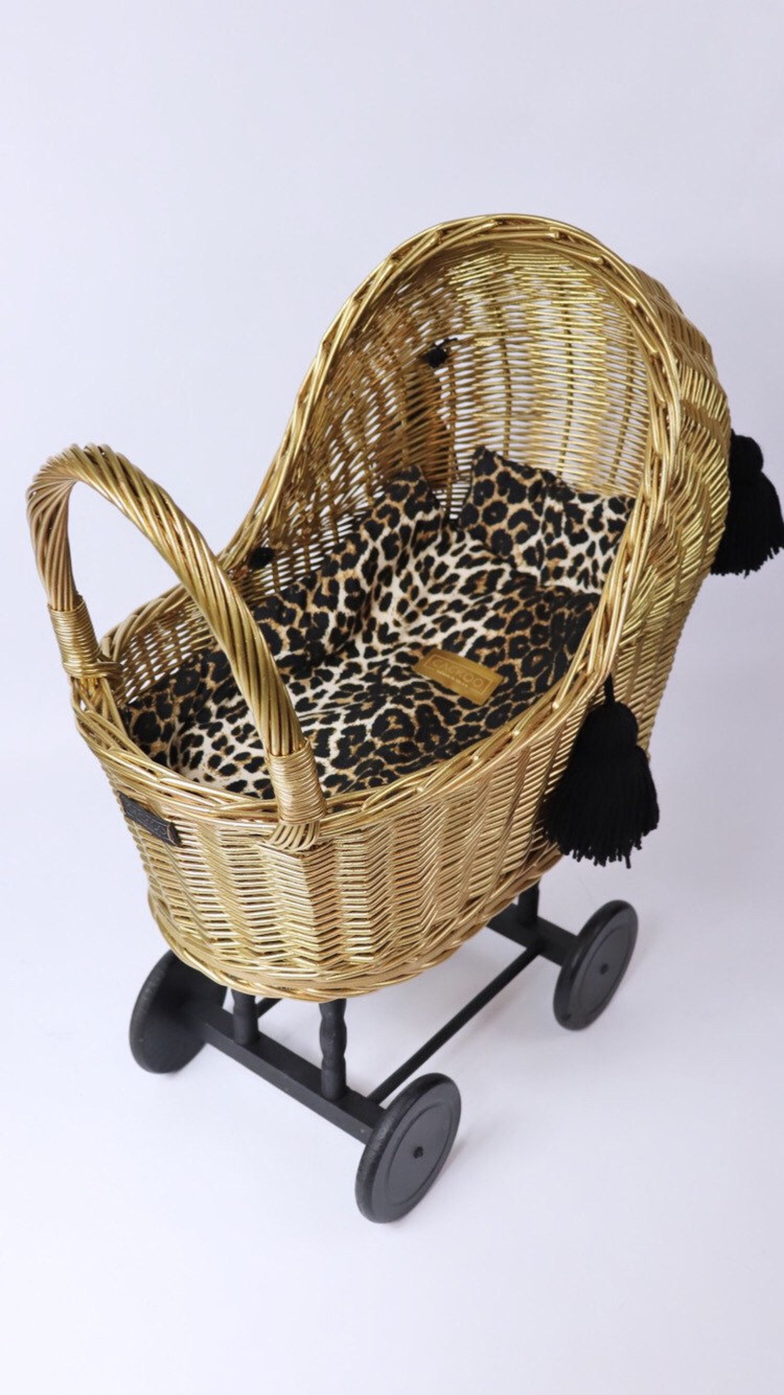 Gold dolls pram glamour pram for stylish girls wicker dolls Etsy