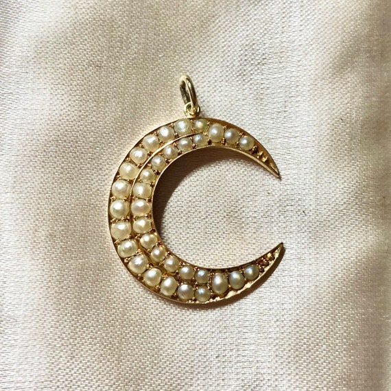 Victorian Pearl Crescent Brooch