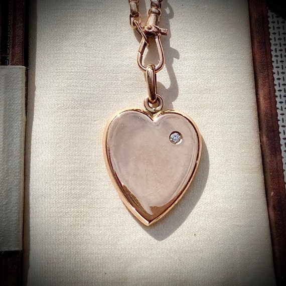 Large Rose Gold Antique Locket with Diamond