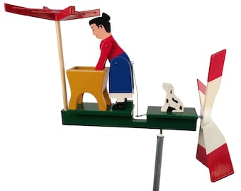 Woman Washing Clothes Whirligig Handmade Made in USA