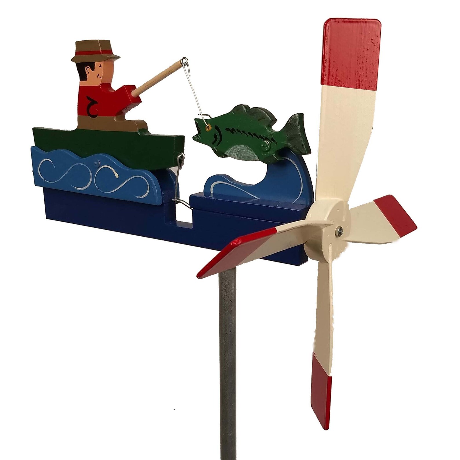 Whirligig Spinner Angler-Figur – 24 Zoll Windspiel Für Garten & Terrasse