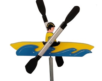 Kayaker Whirligig Yellow Kayak Handmade in USA