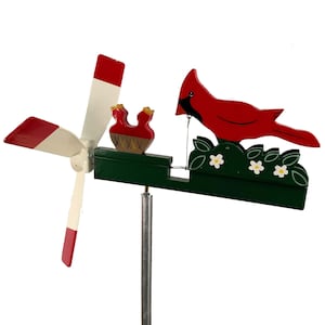 Cardinal Red Bird Whirligig Handmade in USA Wind Spinner