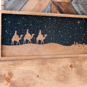 Wise Men Nativity Christmas Sign, Farmhouse Christmas Sign, Wise men Christmas Decor, Christmas Mantle decor, Wood Nativity Scene, Jesus