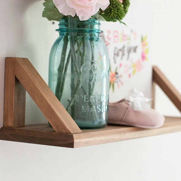 Choose Your Size (18"- 36") Floating Nursery Shelves, Modern Farmhouse Shelf, Wood display shelves, simple floating shelf