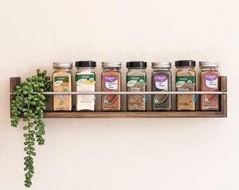 Wood Spice Rack, Spice Shelf, Kitchen Shelves, Bathroom Shelf, Spice Shelf, Spice Wall Display, Floating Shelves, Spice Storage