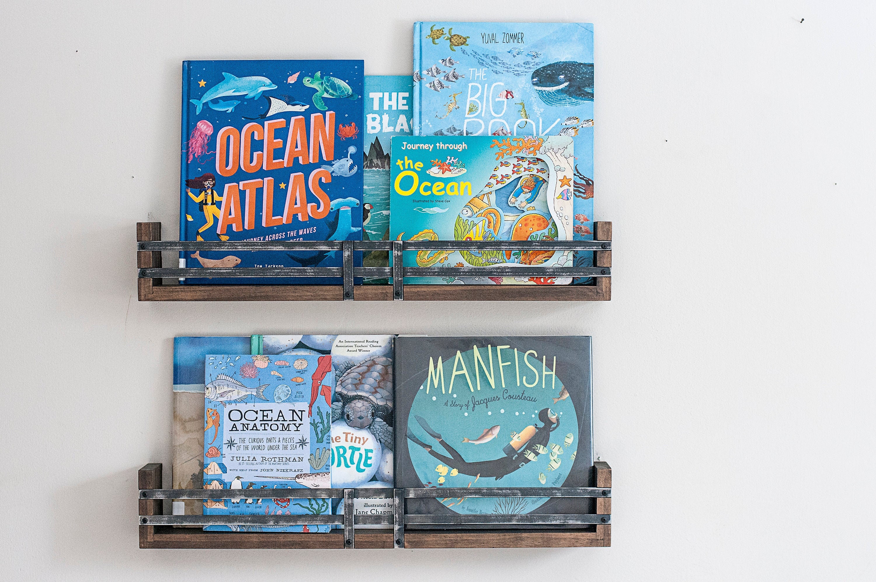 Book Display Shelves Bookshelf Set Book Ledge Picture Etsy